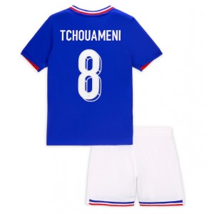 Fotbalové Dres Francie Aurelien Tchouameni #8 Dětské Domácí Oblečení ME 2024 Krátký Rukáv (+ trenýrky)